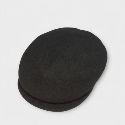 Merino Wool Flat Cap (Long Brim) - BLACK