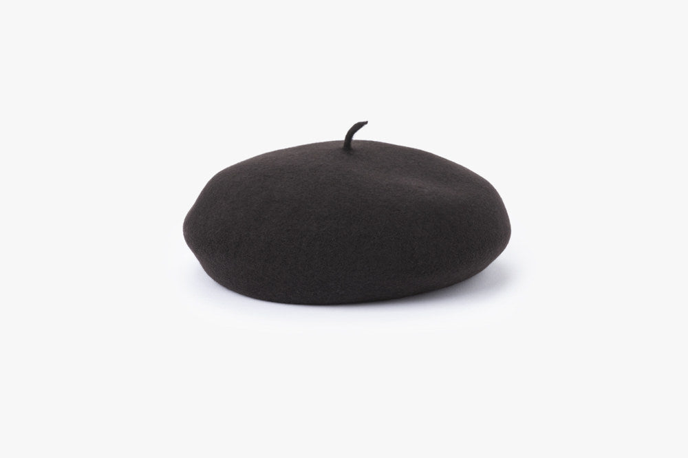 Merino Wool Beret with Cabillou - DARK BROWN