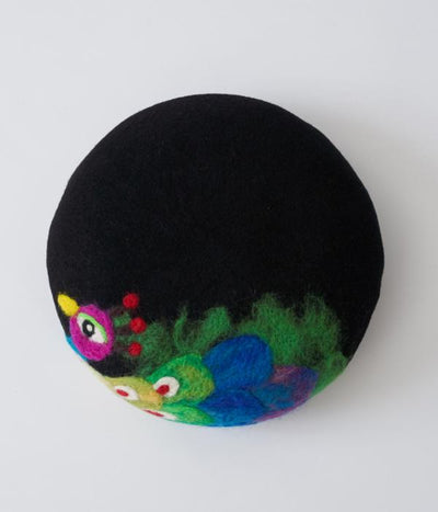 【コラボ商品】いっこの実 X Beret is flamingo メリノウールベレー PEACOCK（BLACK）