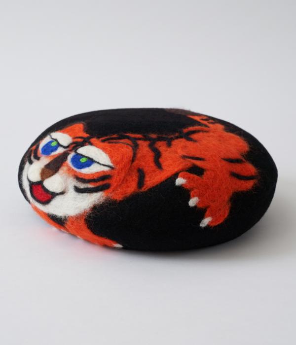 【コラボ商品】いっこの実 X Beret is flamingo メリノウールベレー TIGER（BLACK）