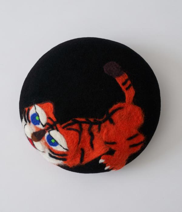 【コラボ商品】いっこの実 X Beret is flamingo メリノウールベレー TIGER（BLACK）